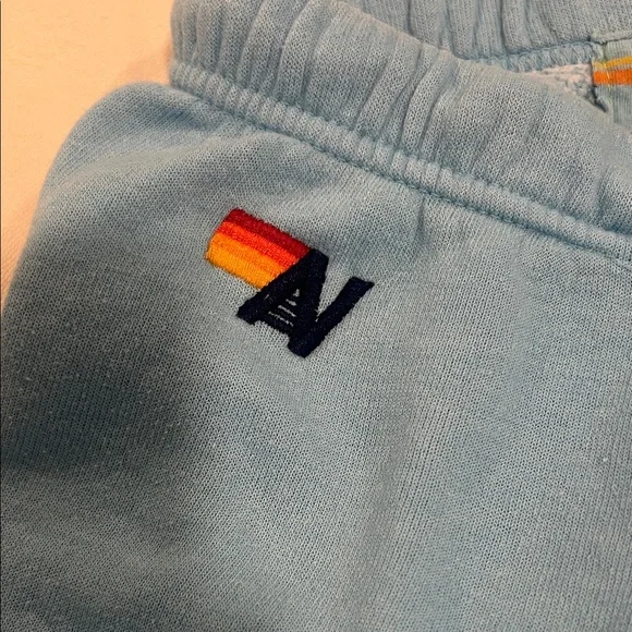 Aviator Nation Light Blue Sweatpants with Blue Stripes - Picture 2 of 4